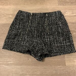 Express Chic Black and White Tweed Women Shorts